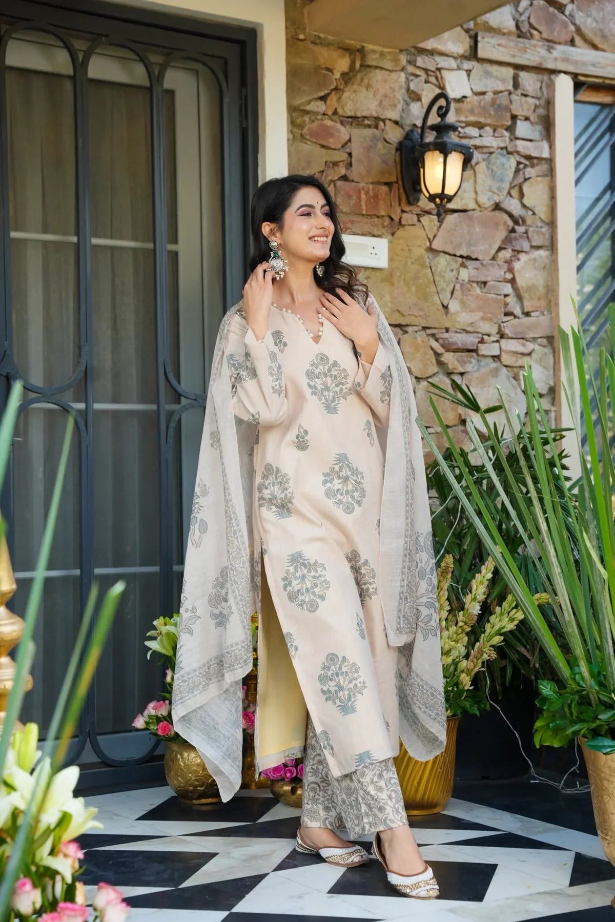 SAFRIN BLOCKPRINTED COTTON KURTA SET