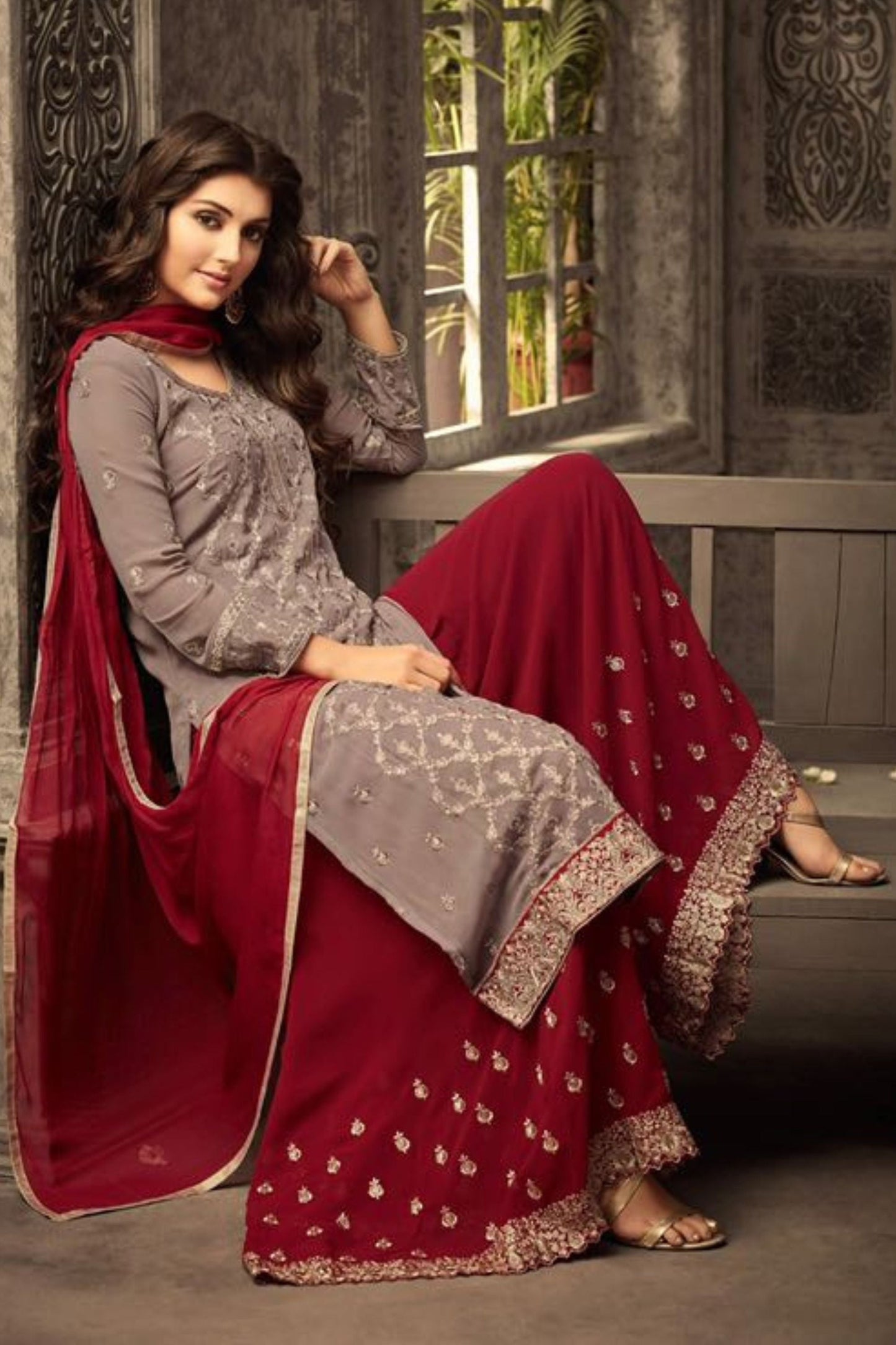 Pink Georgette  Palazzo Suit