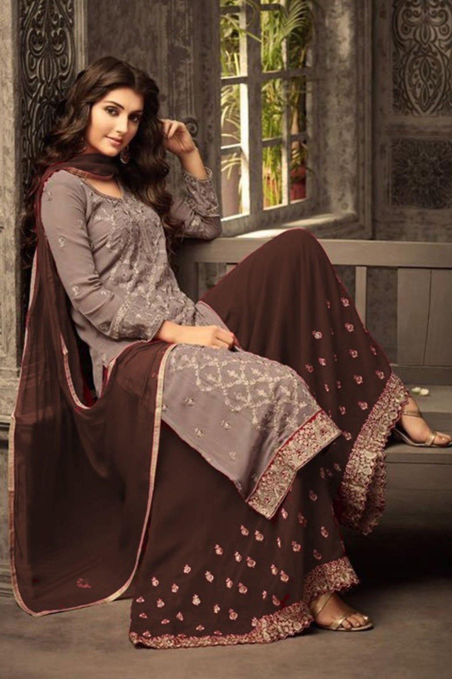 Pink Georgette  Palazzo Suit