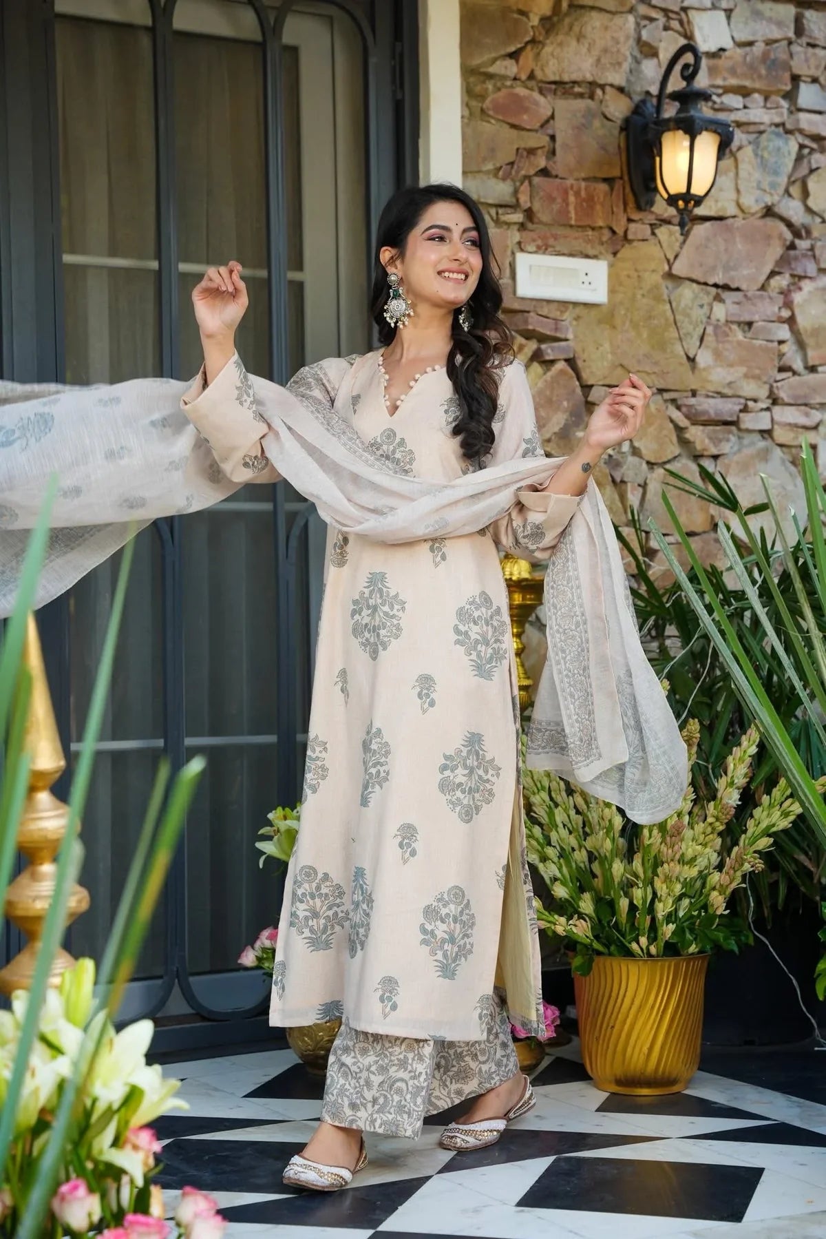 SAFRIN BLOCKPRINTED COTTON KURTA SET