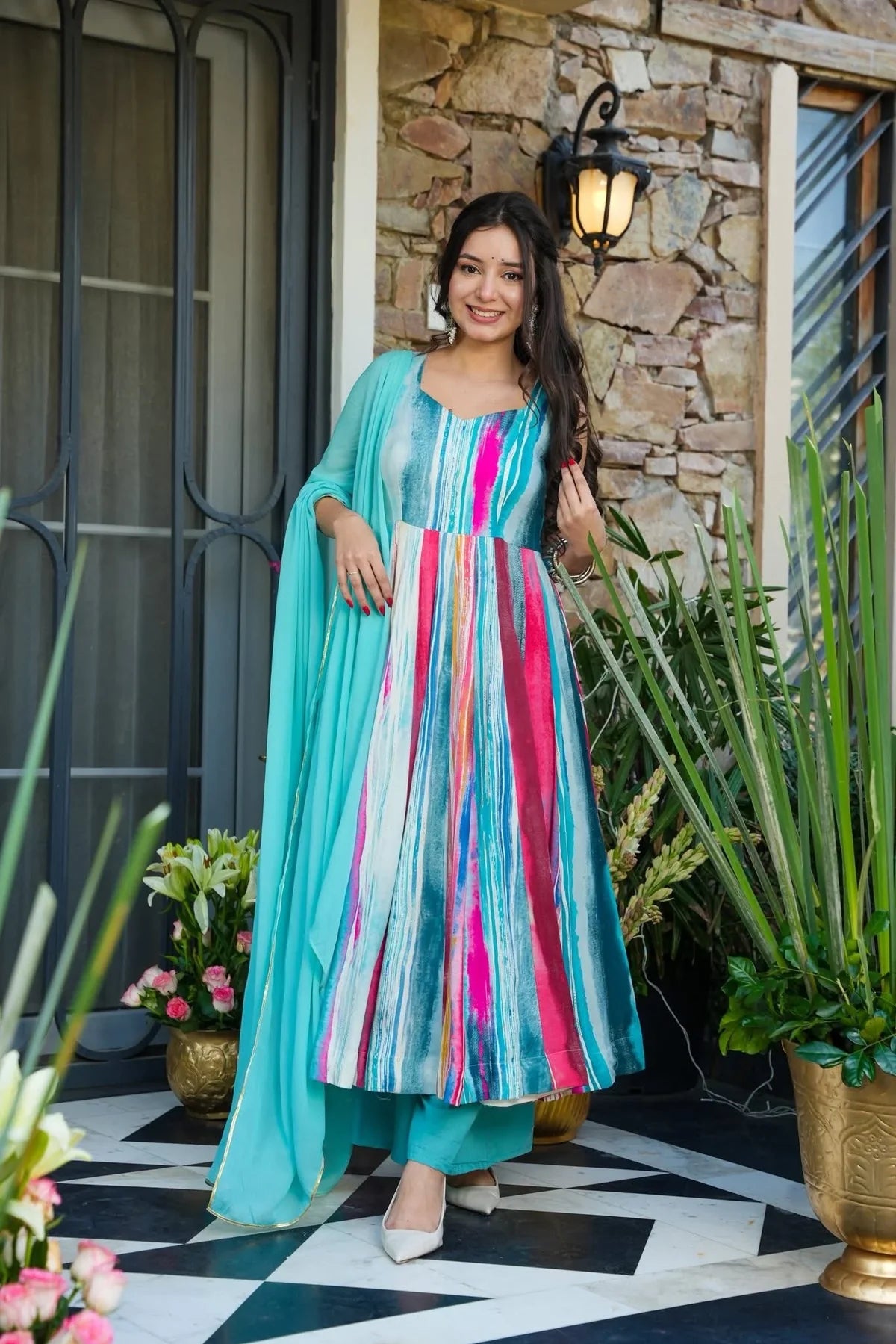 TARA SOFTWAVE RAYON ANARKALI SUIT SET