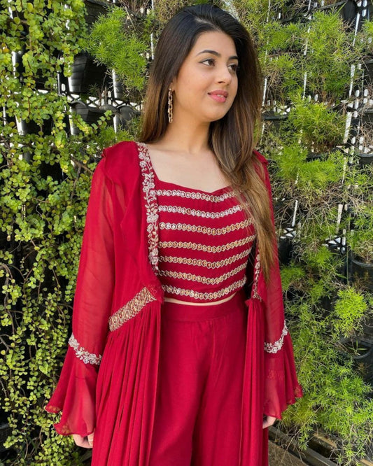 Aromatic Georgette Fancy Thread Work Sharara Suit