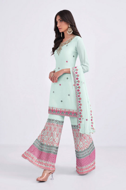 Light Blue Georgette Sharara suit