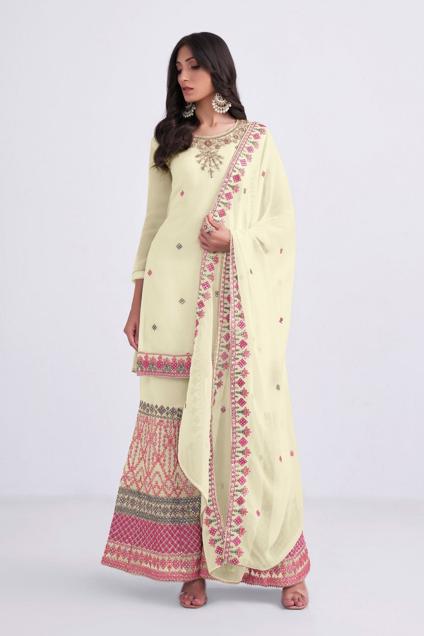 Light Blue Georgette Sharara suit
