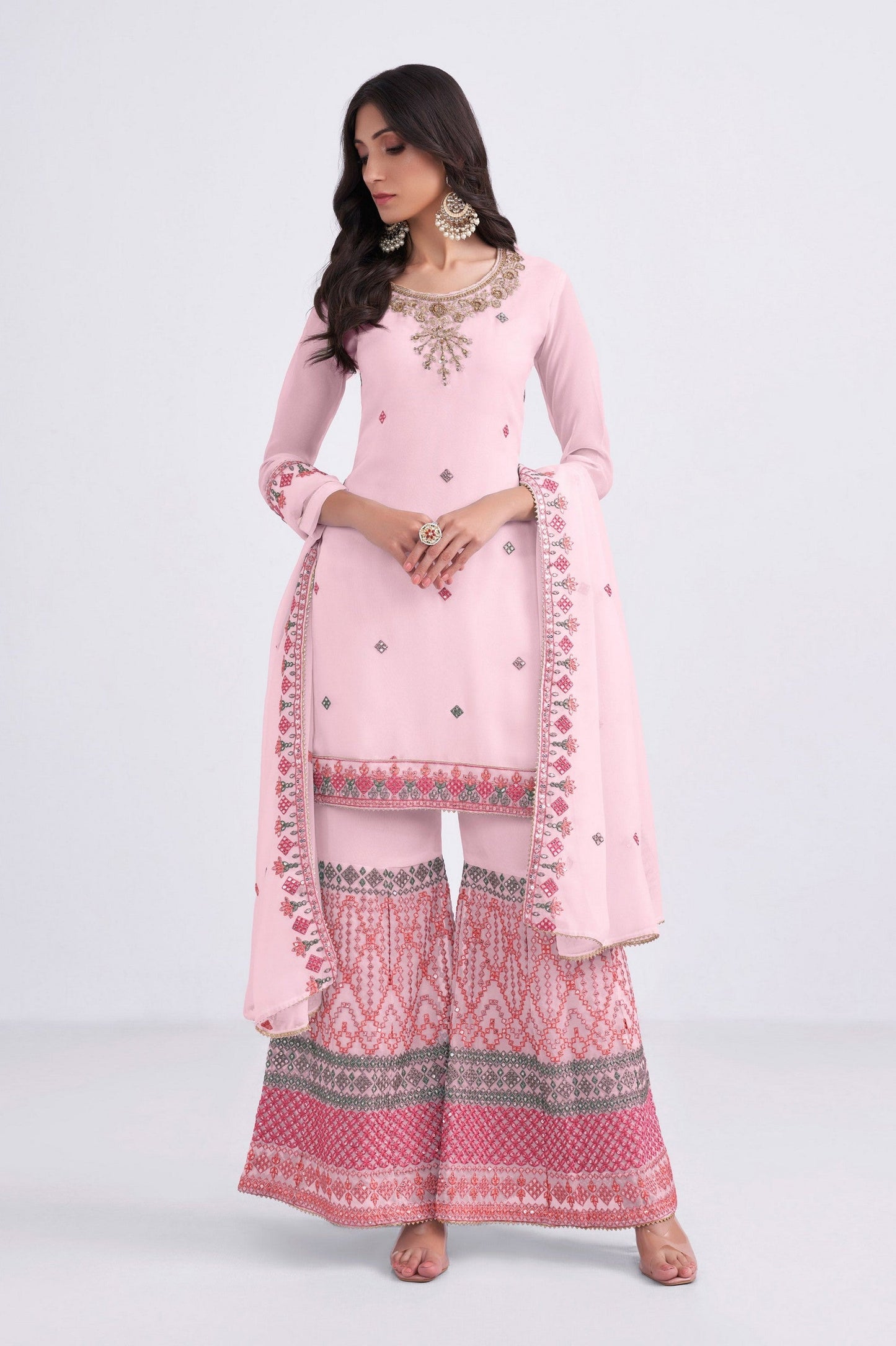 Light Blue Georgette Sharara suit