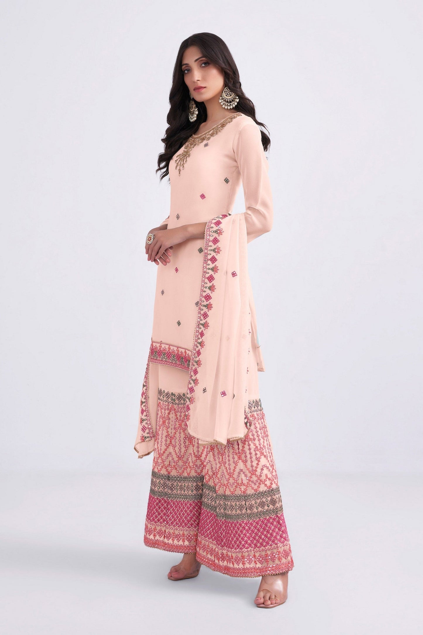 Light Blue Georgette Sharara suit