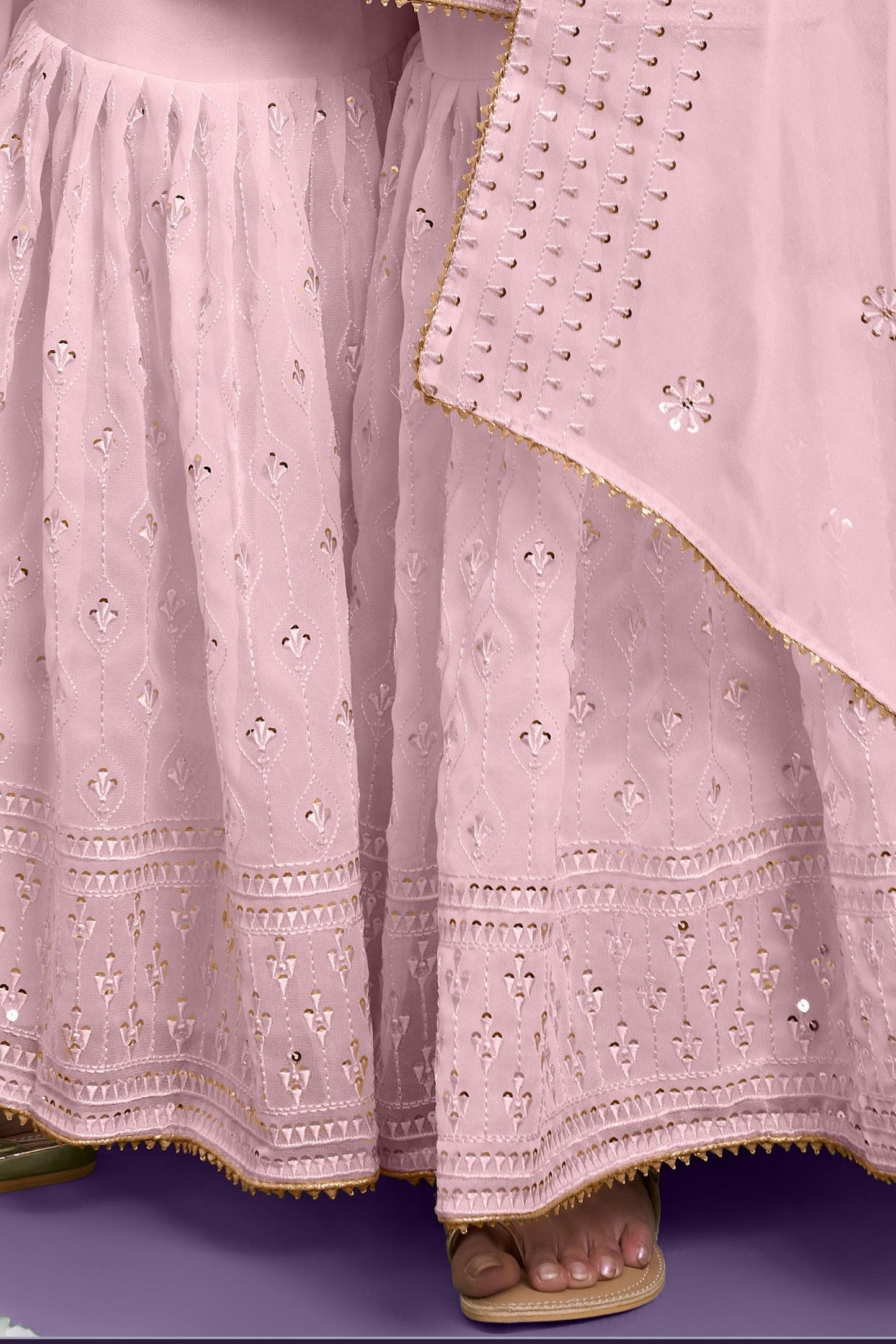Light Pink Georgette Sharara suit