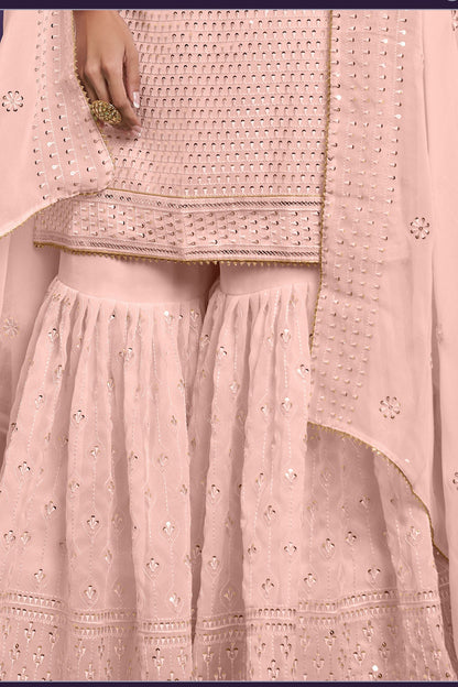 Light Pink Georgette Sharara suit
