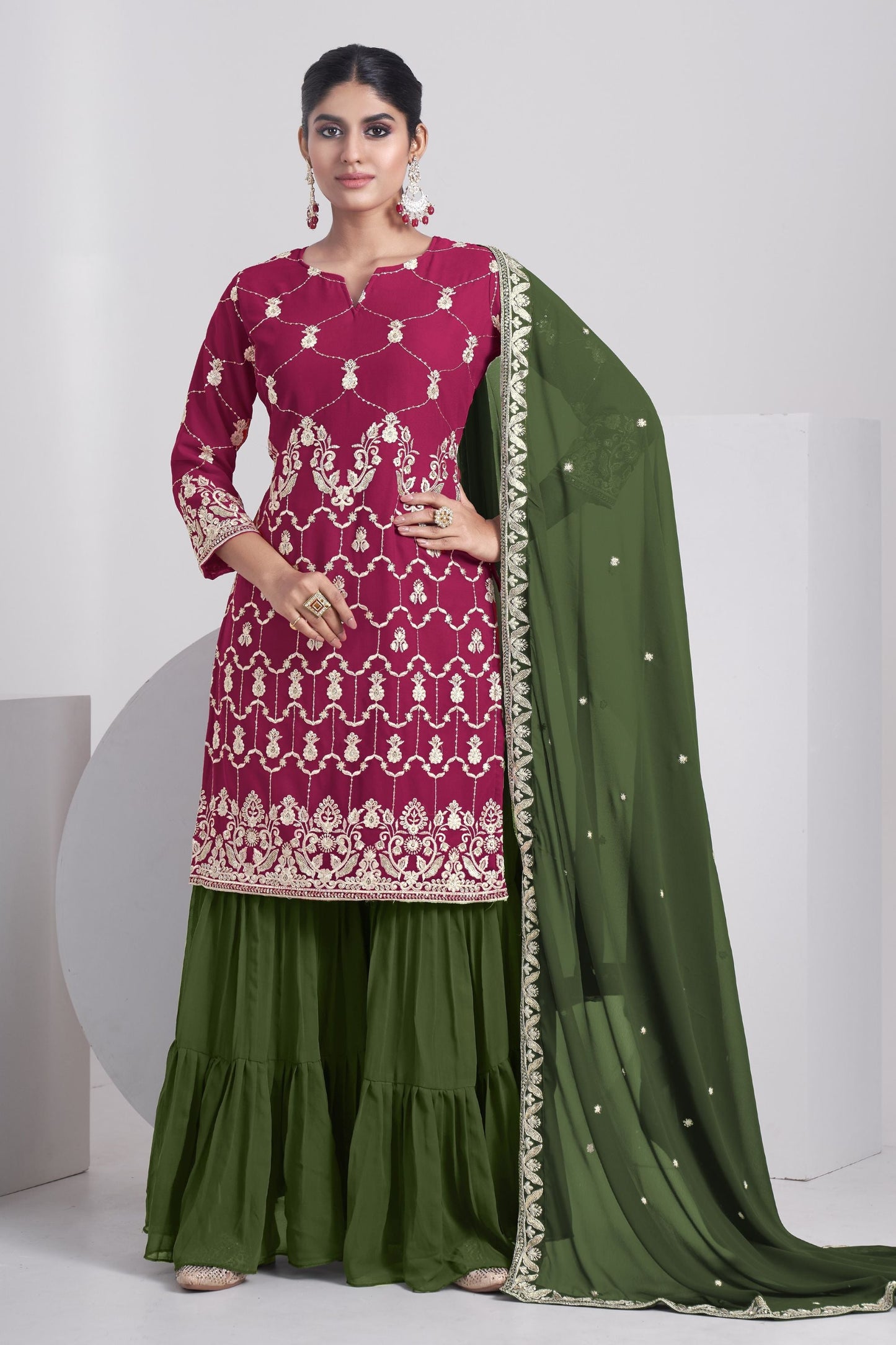Pink Georgette Sharara suit