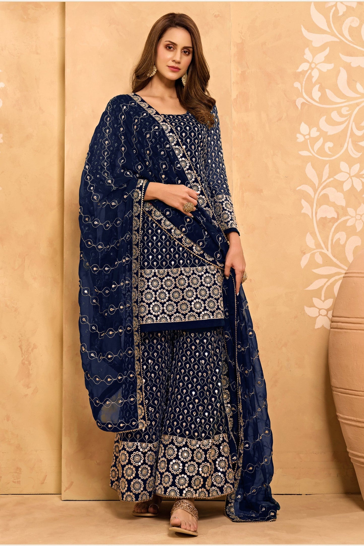 Teal Georgette Sharara suit