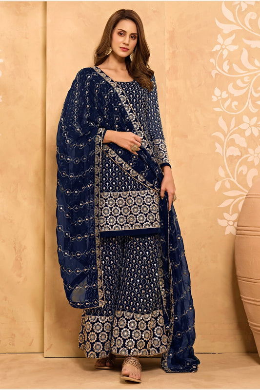 Teal Georgette Sharara suit