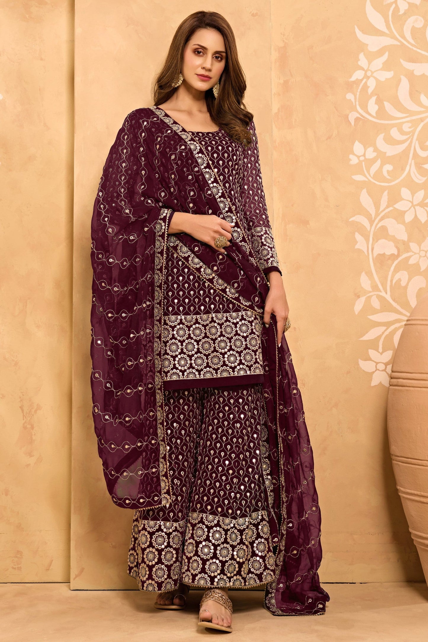 Teal Georgette Sharara suit