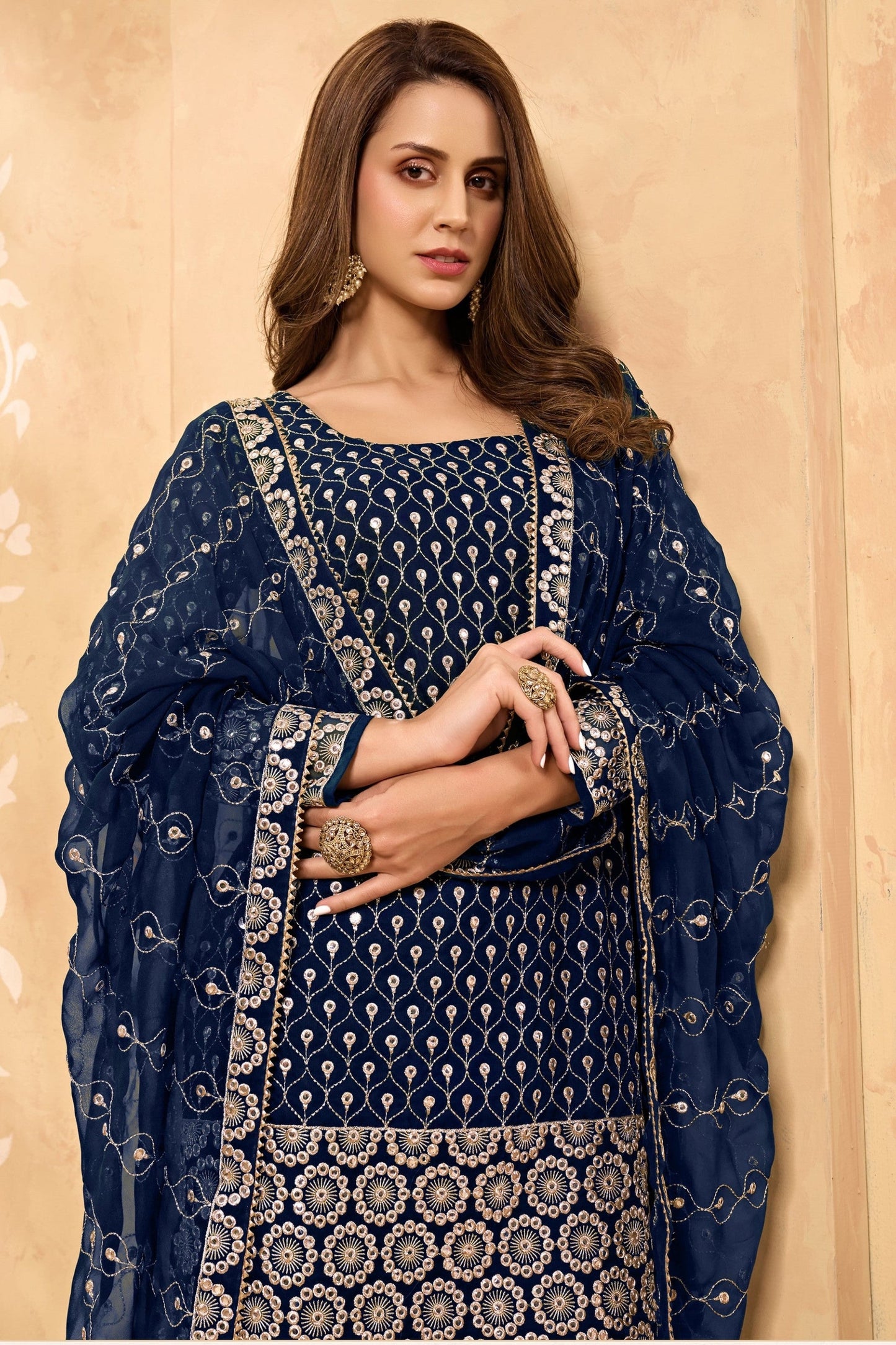 Teal Georgette Sharara suit