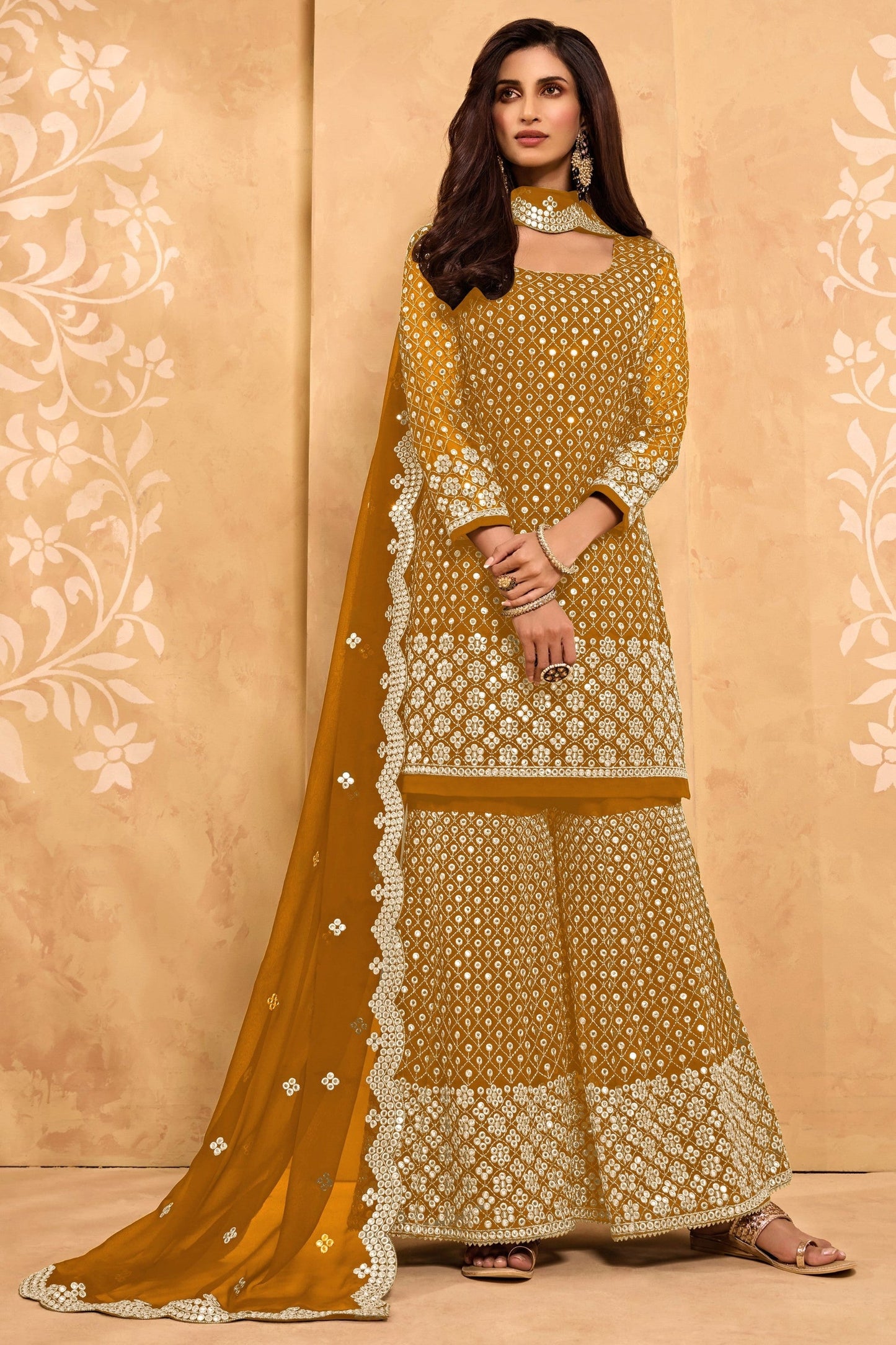 Teal Georgette Sharara suit