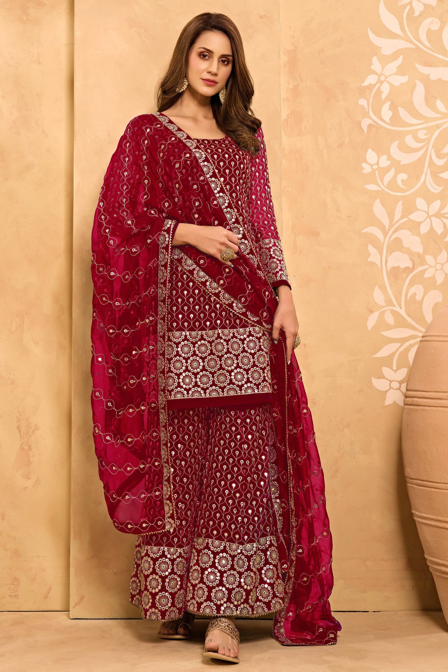 Teal Georgette Sharara suit