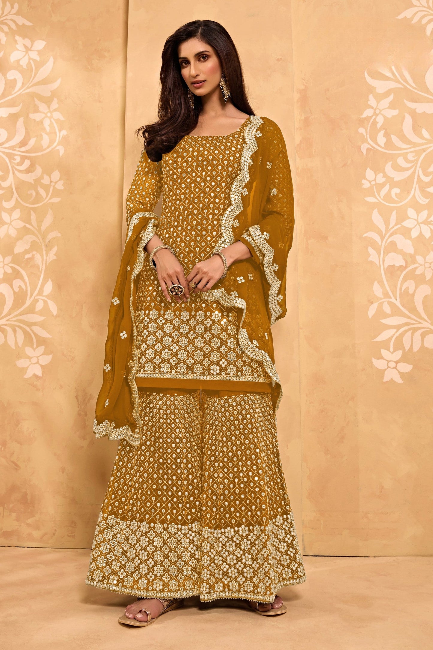 Teal Georgette Sharara suit