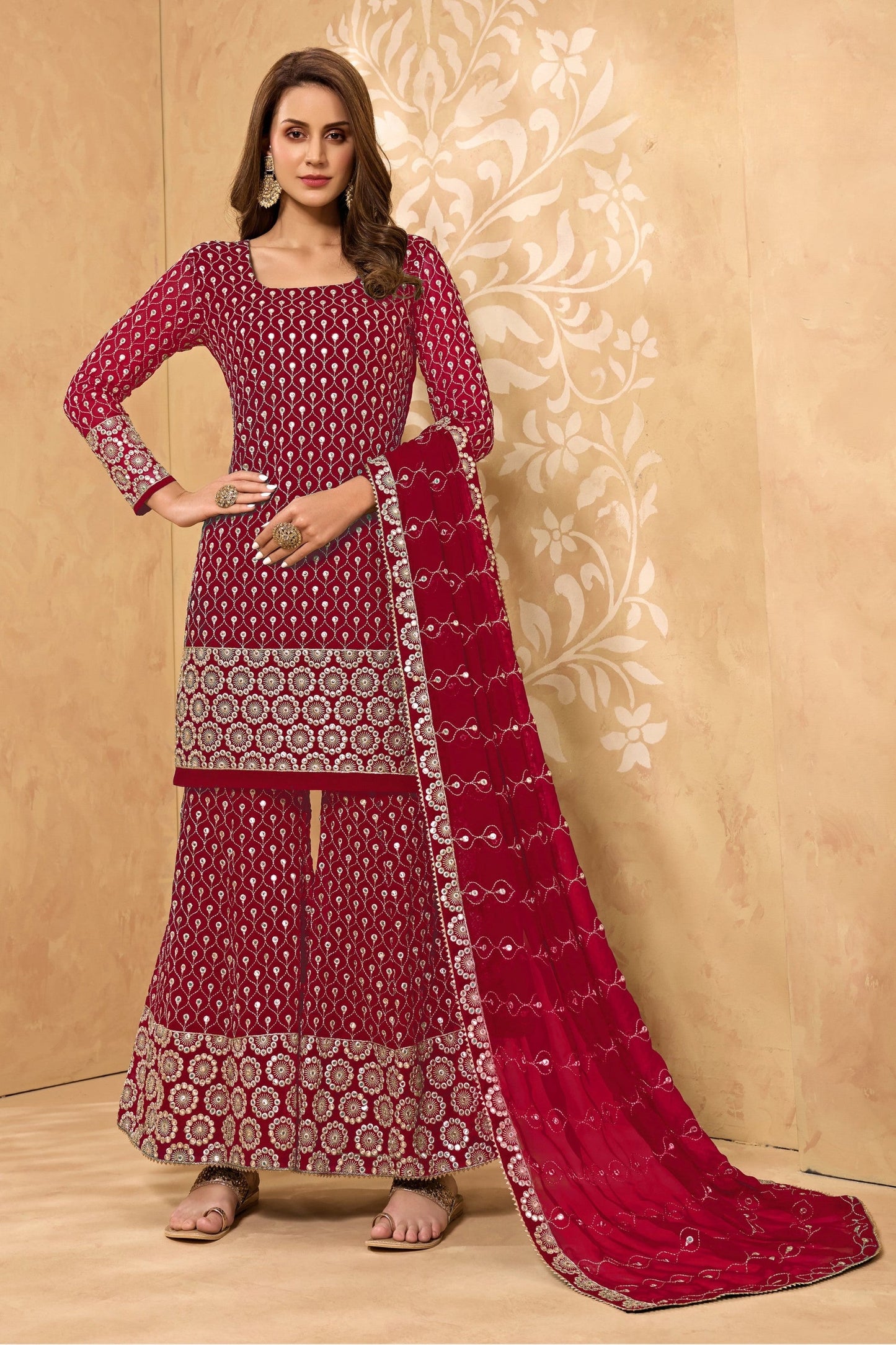Teal Georgette Sharara suit