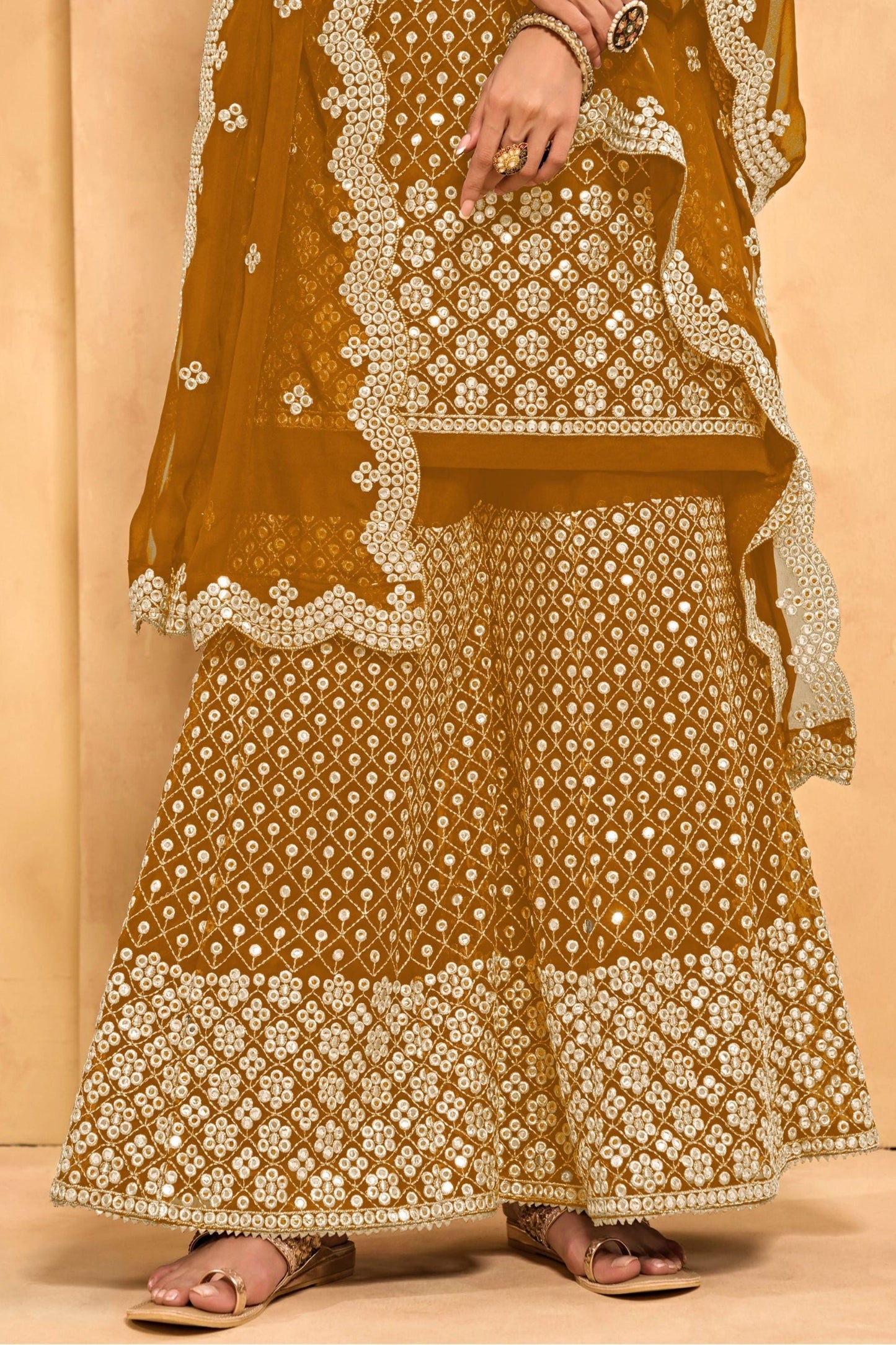Teal Georgette Sharara suit