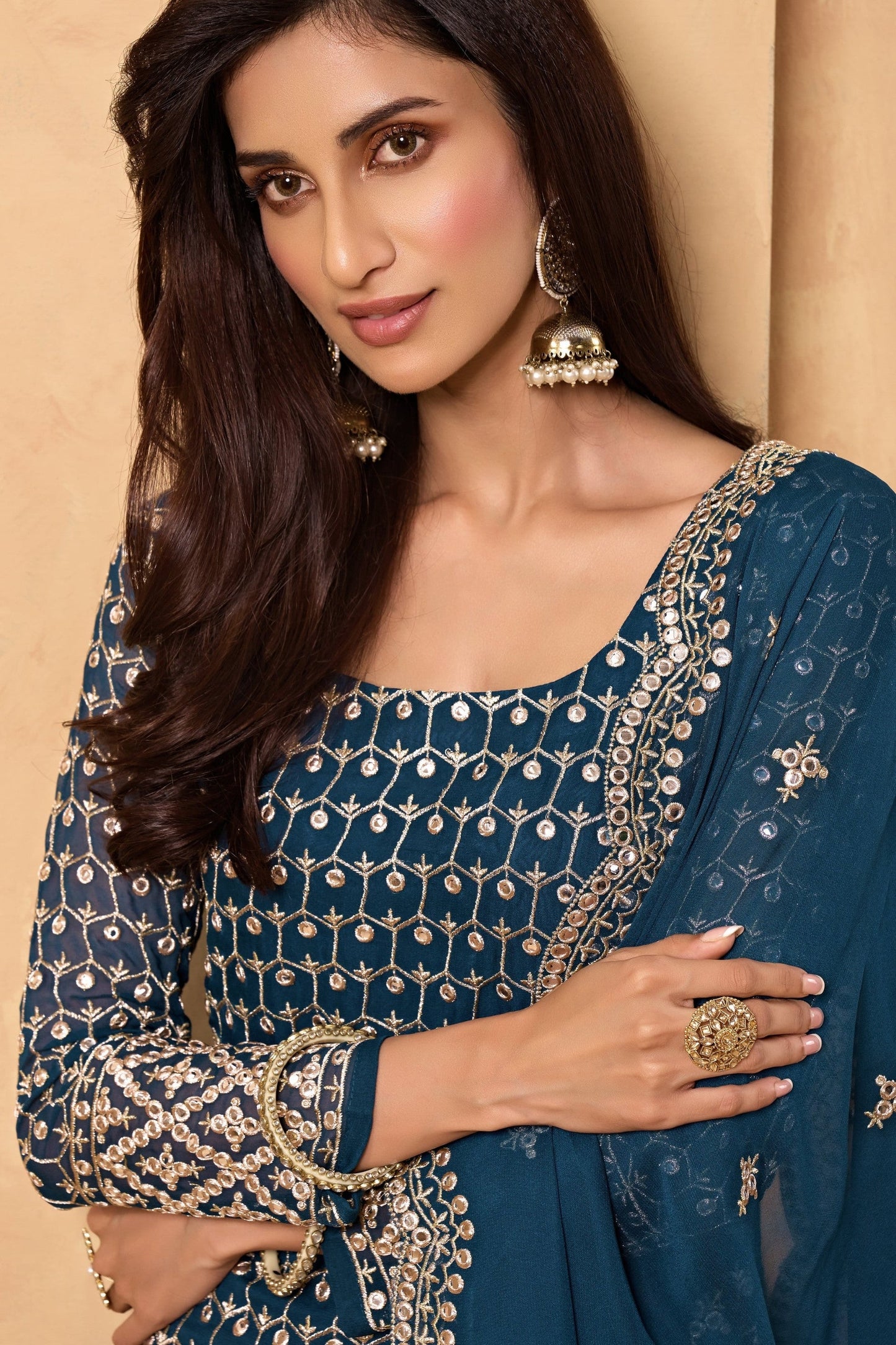 Teal Georgette Sharara suit