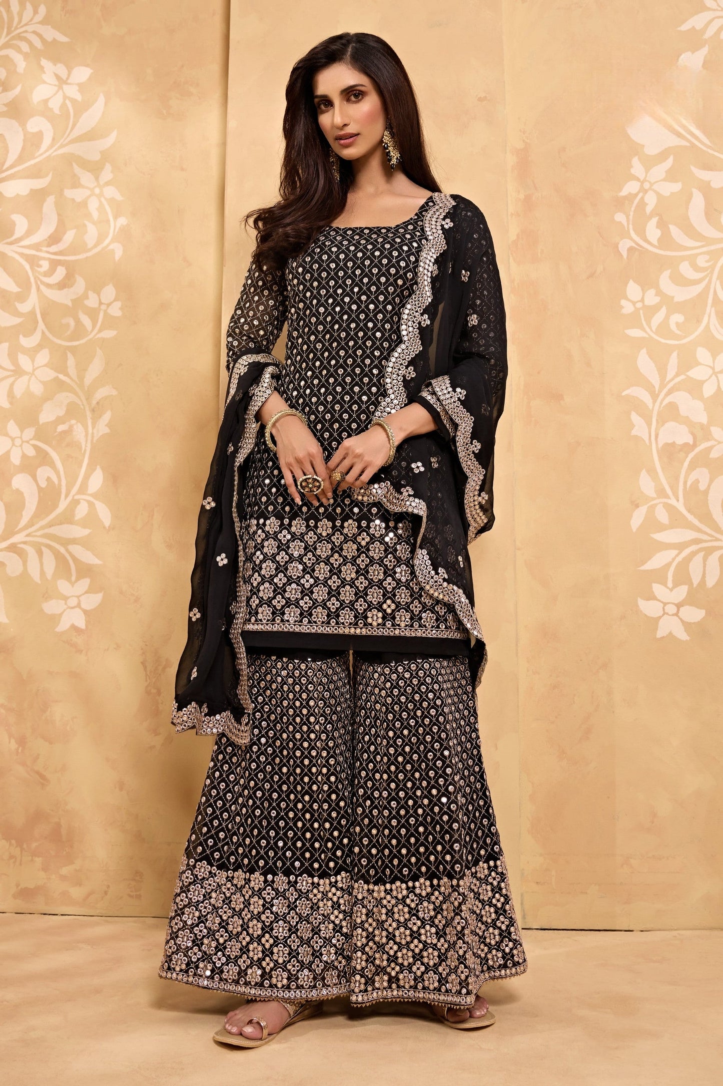 Teal Georgette Sharara suit