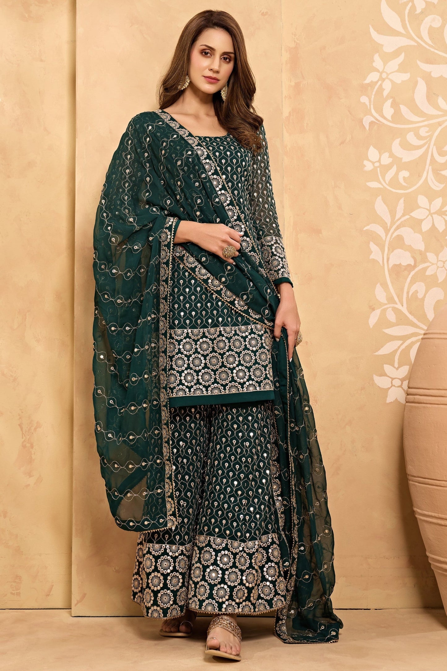 Teal Georgette Sharara suit