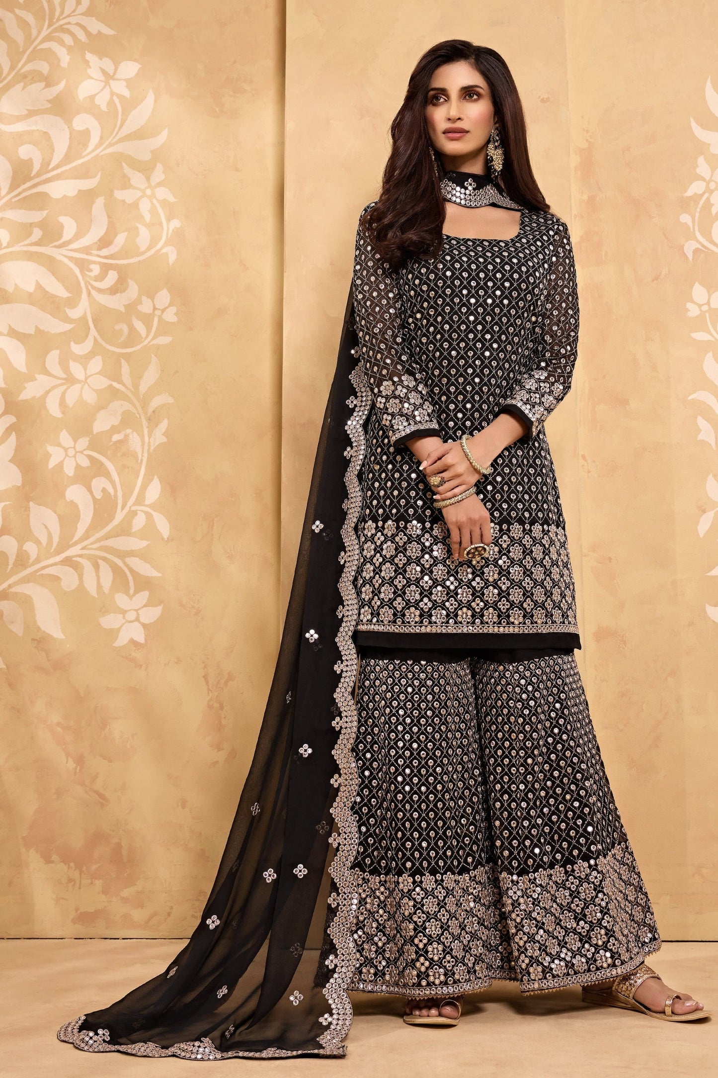Teal Georgette Sharara suit