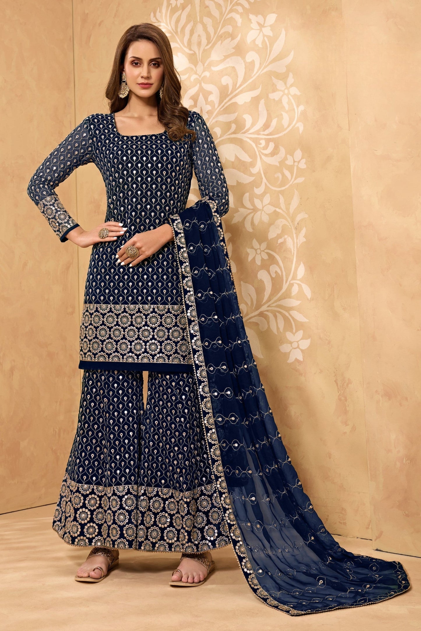 Teal Georgette Sharara suit