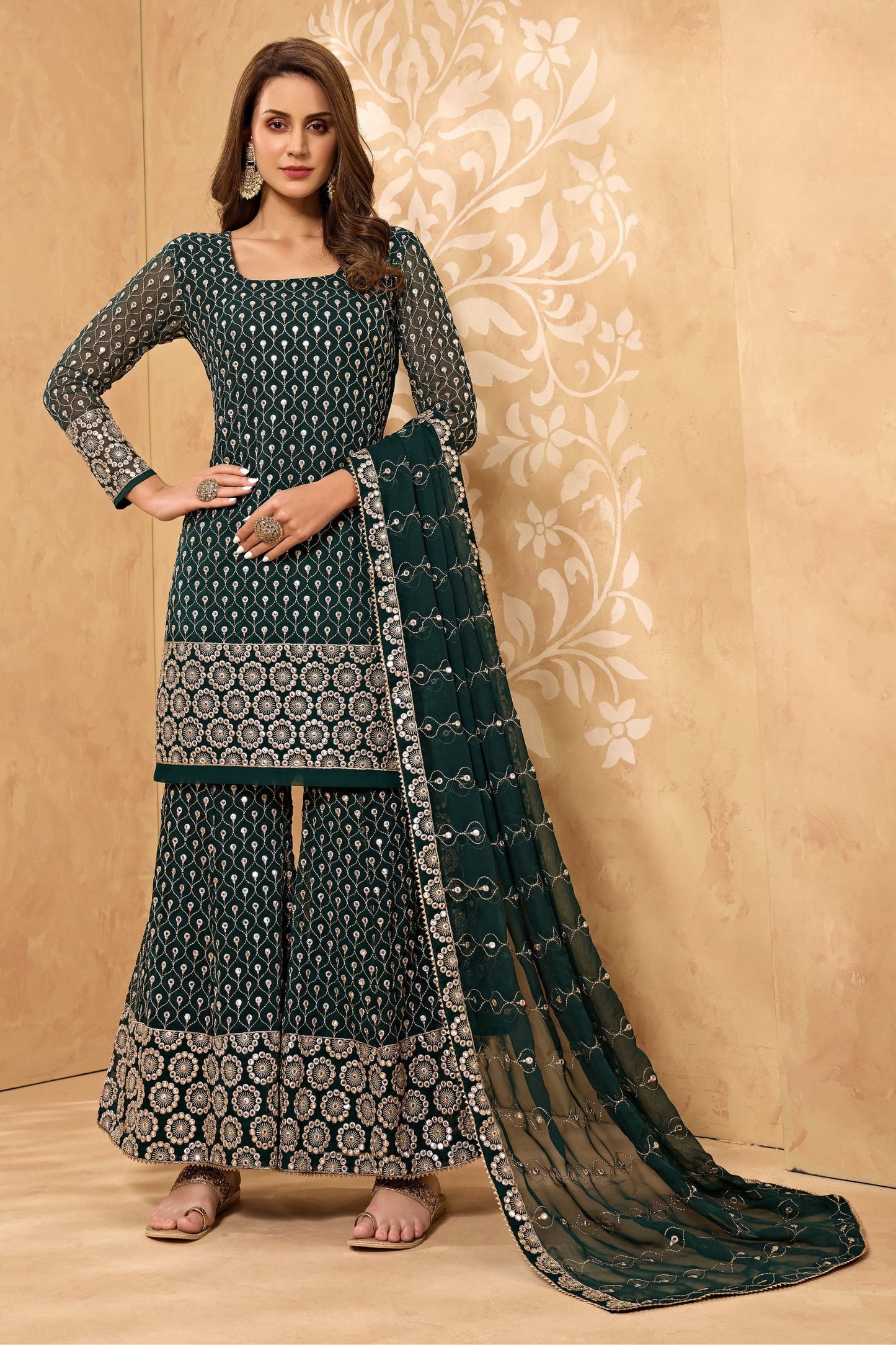 Teal Georgette Sharara suit
