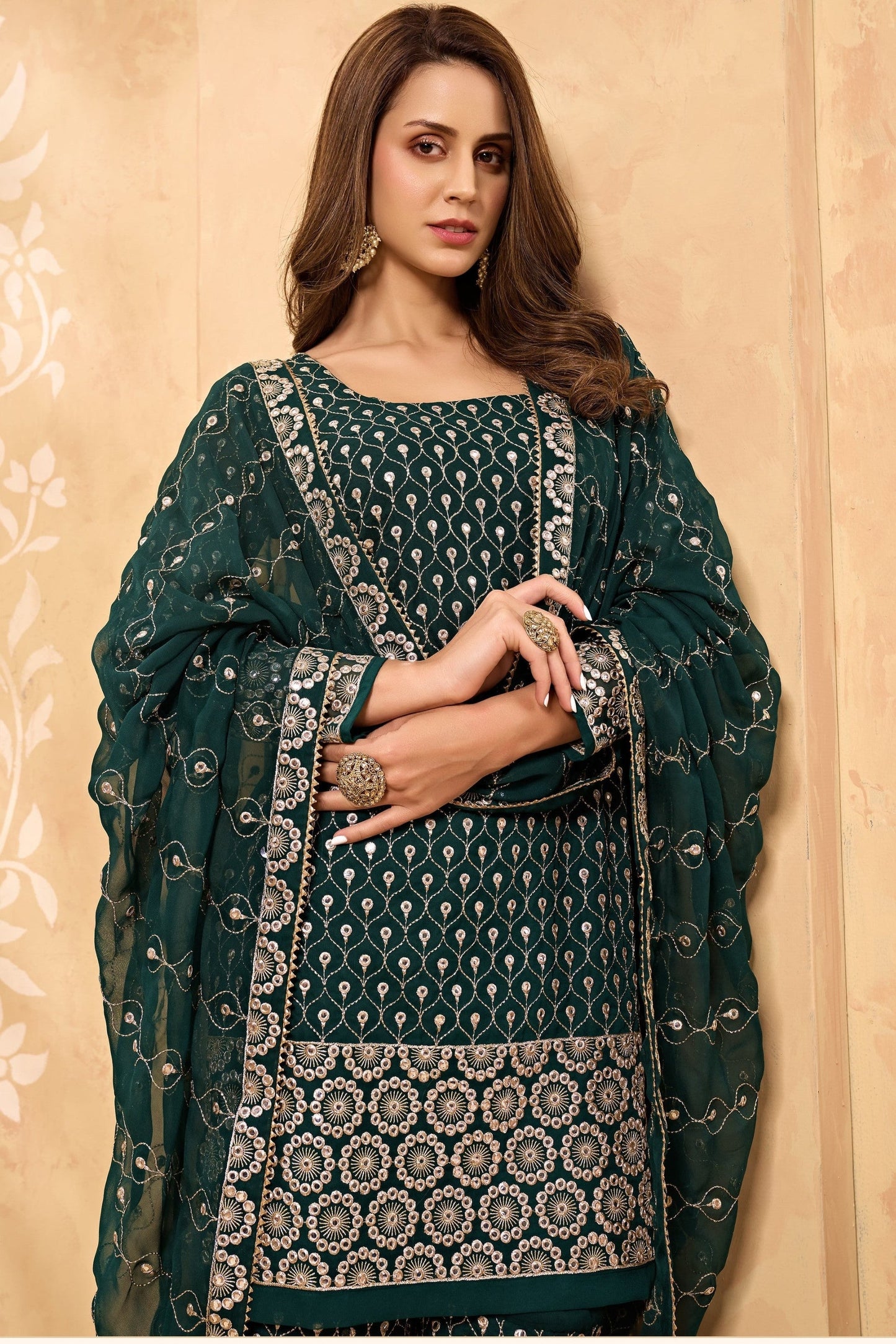Teal Georgette Sharara suit