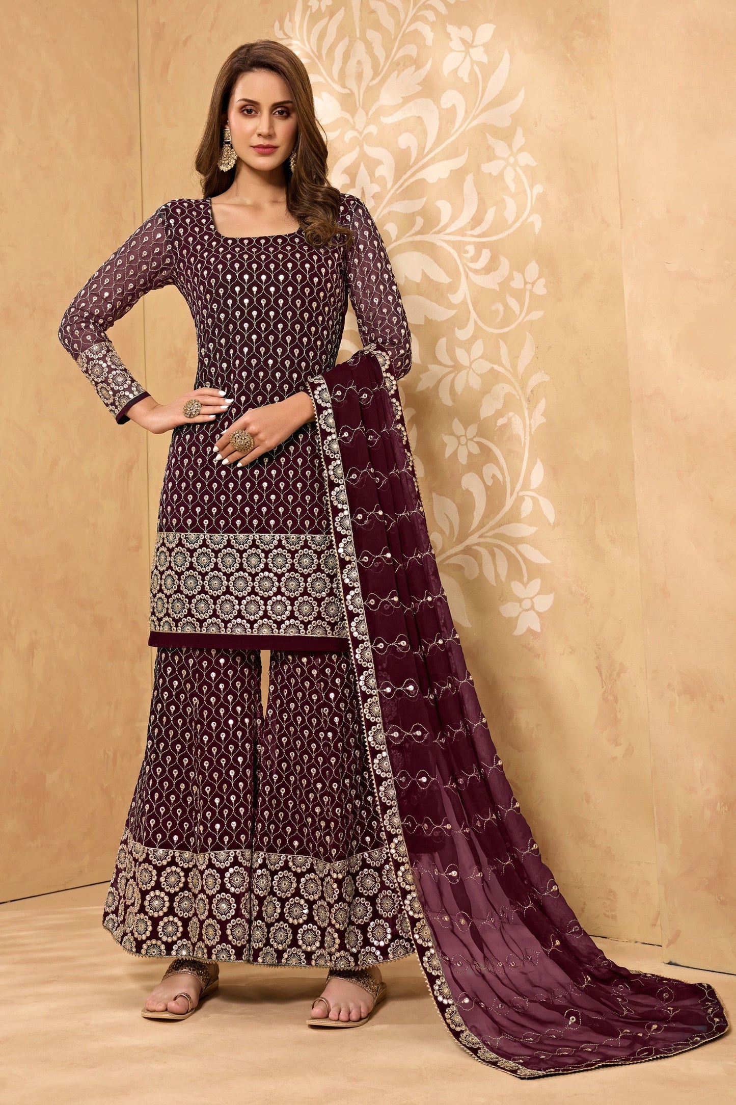 Teal Georgette Sharara suit