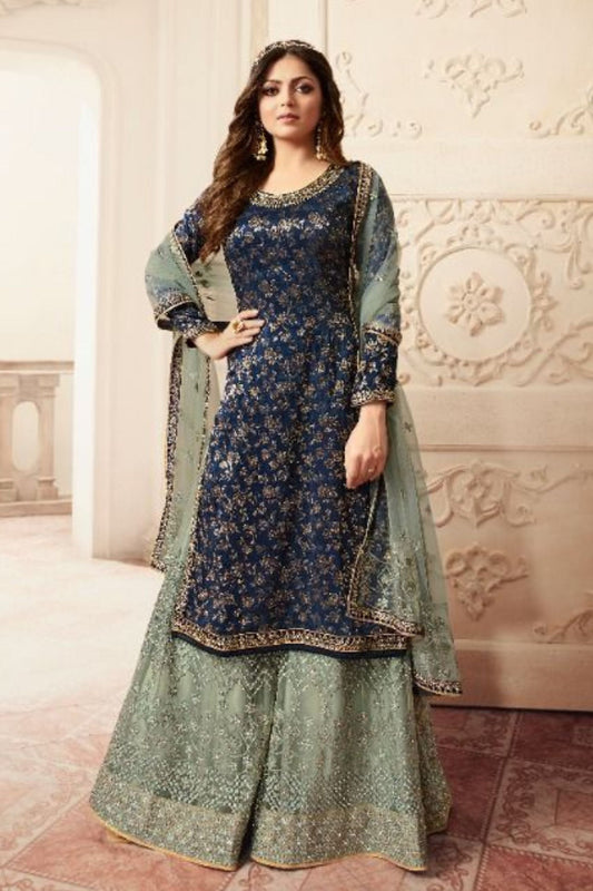 Royal Blue Satin Georgette Palazzo