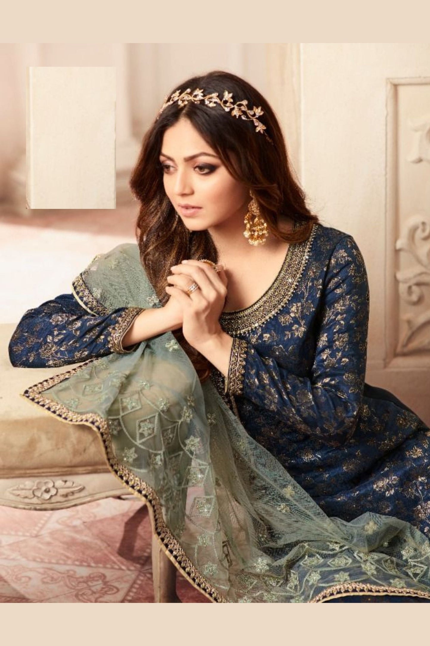 Royal Blue Satin Georgette Palazzo