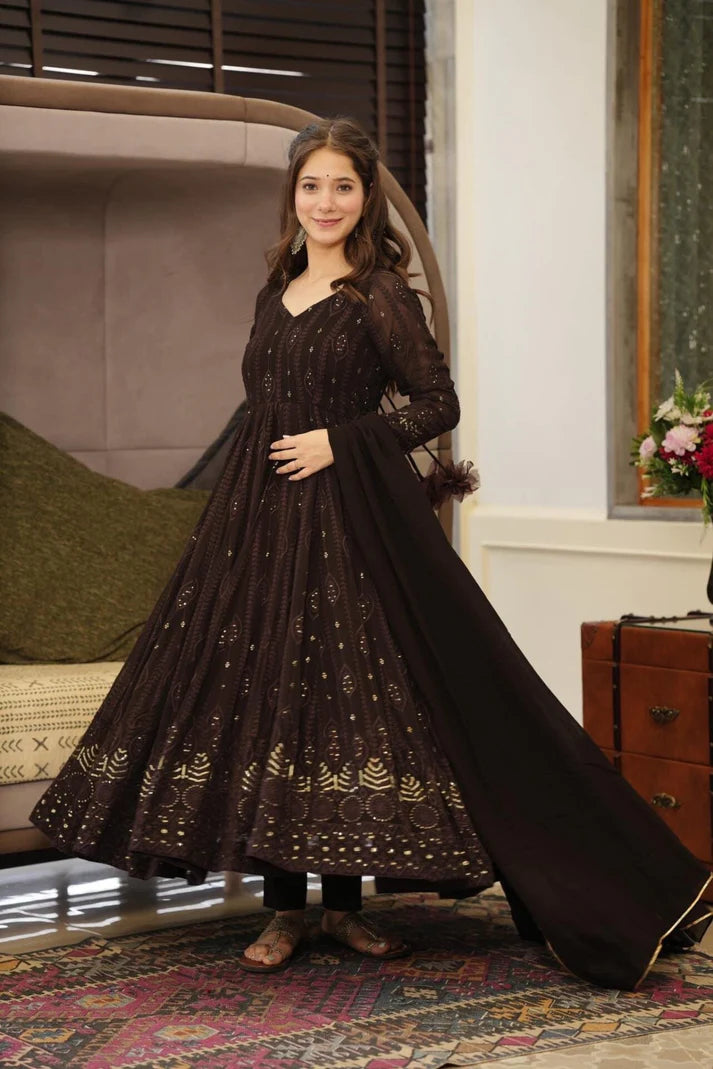Anarkali georgette suit set with sequin work
