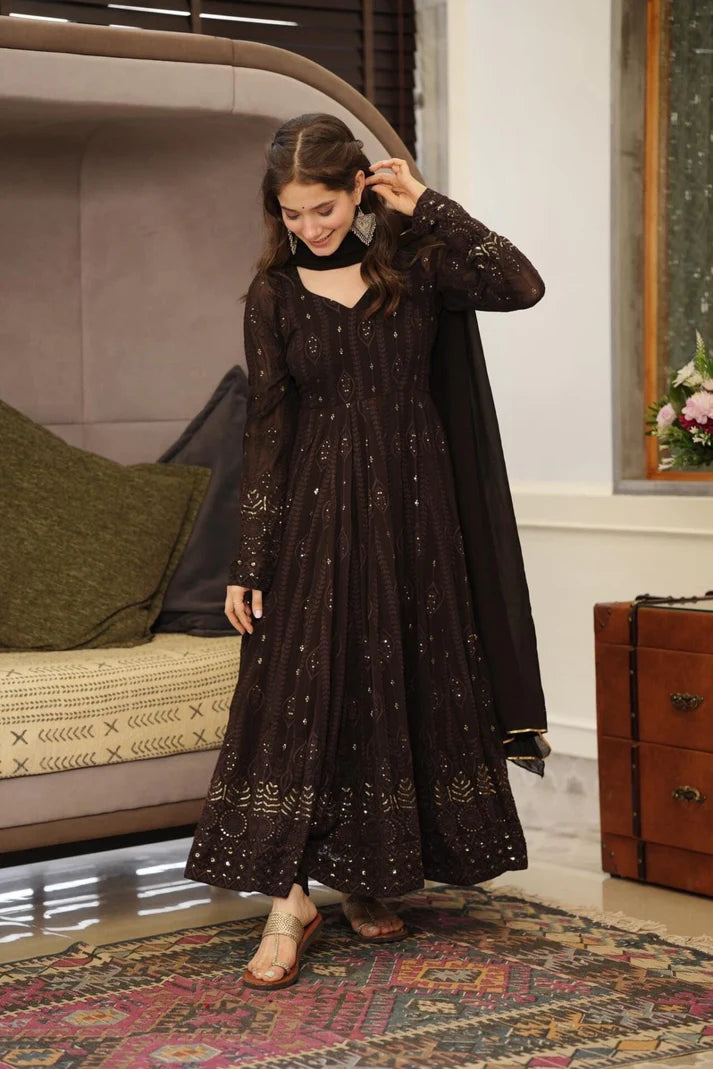 Anarkali georgette suit set with sequin work