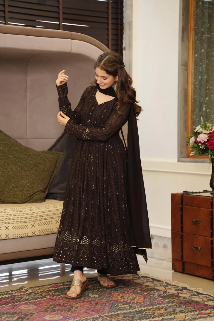 Anarkali georgette suit set with sequin work
