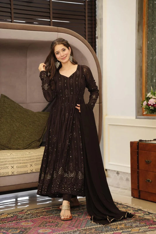 Anarkali georgette suit set with sequin work