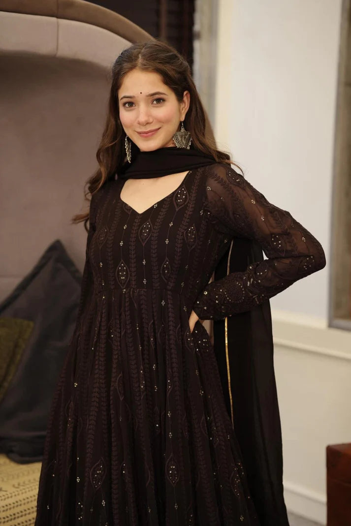 Anarkali georgette suit set with sequin work
