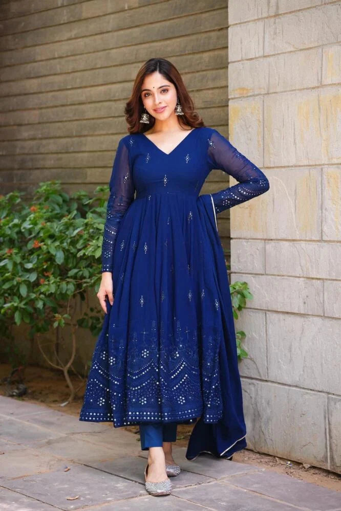 Anarkali georgette suit set with sequin work