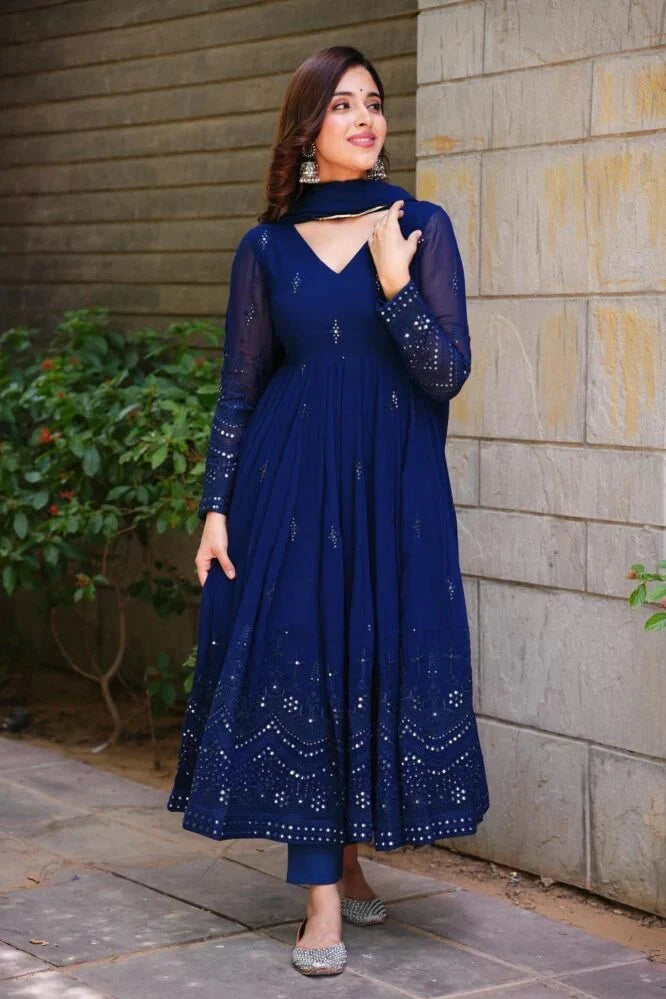 Anarkali georgette suit set with sequin work
