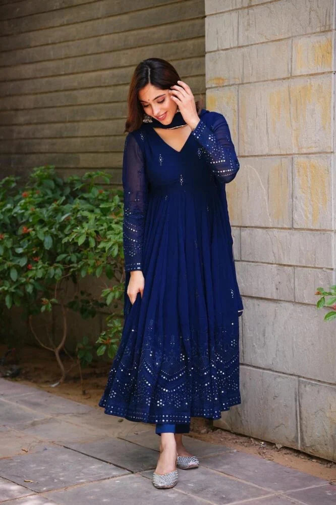 Anarkali georgette suit set with sequin work