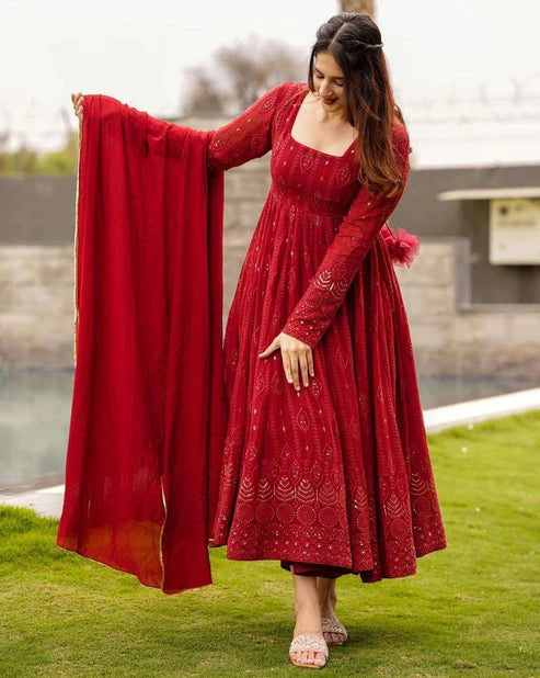Anarkali georgette suit set with sequin work
