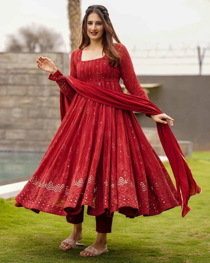 Anarkali georgette suit set with sequin work